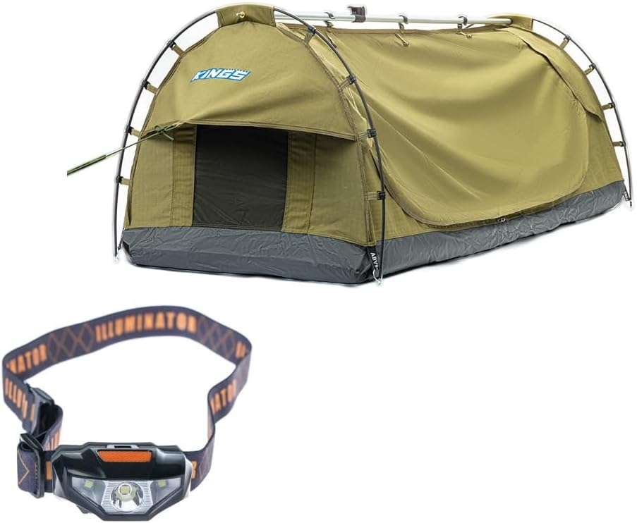 Adventure Kings Deluxe Escape Single Camping Swag + LED Head Torch