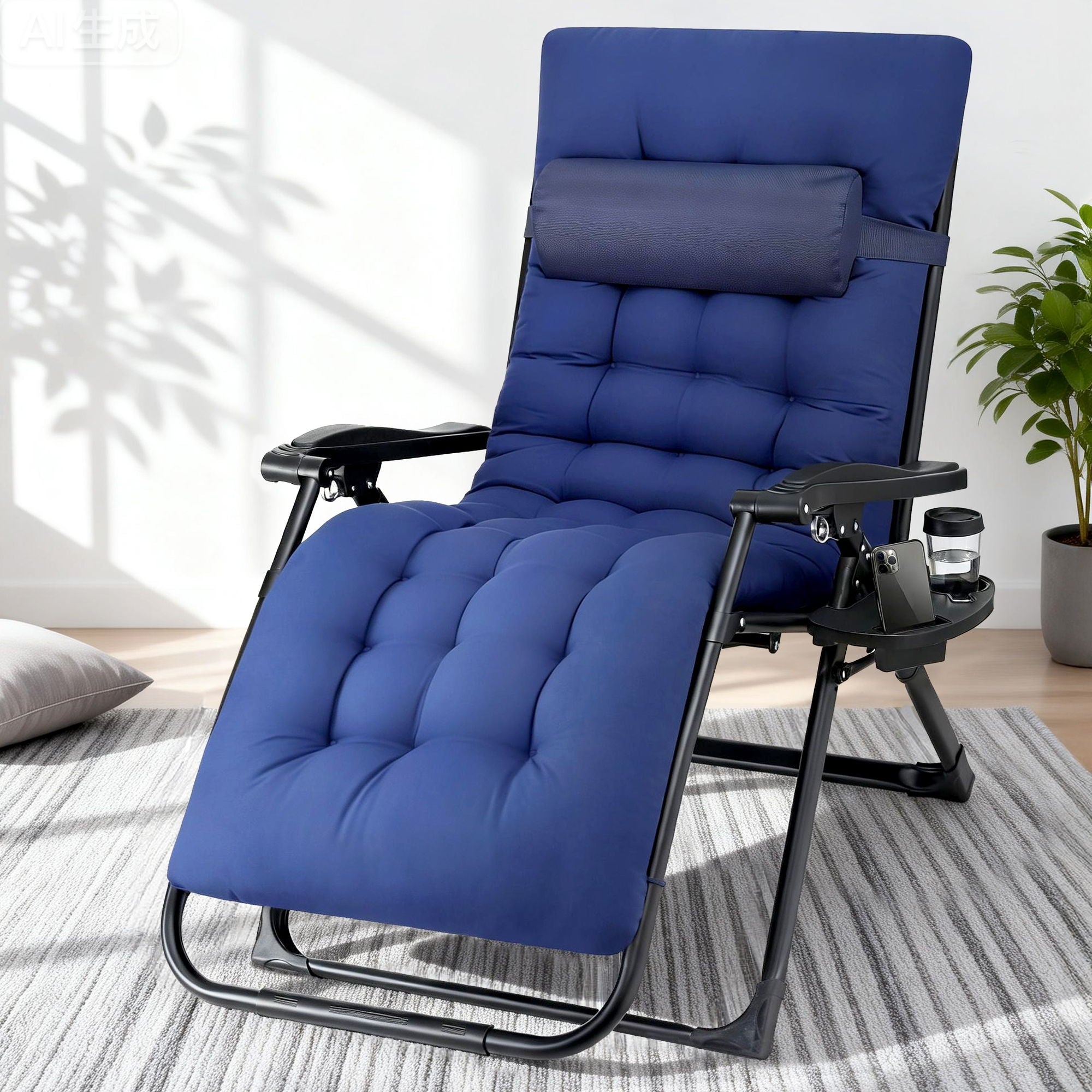 Gardeon Sun Lounge Lounger Folding Camping Zero Gravity Chair Outdoor Furniture XL Blue