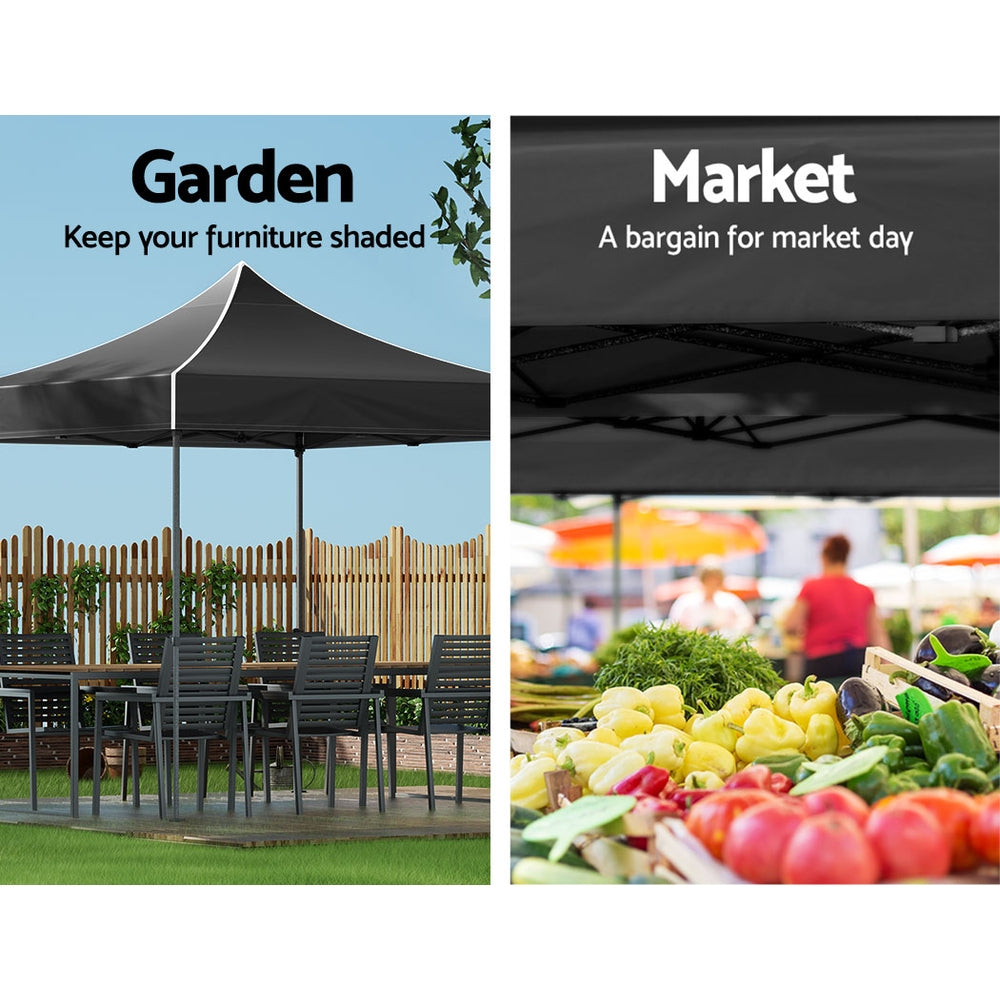 3x3m Pop Up Marquee Gazebo – Heavy Duty Outdoor Canopy (Black)