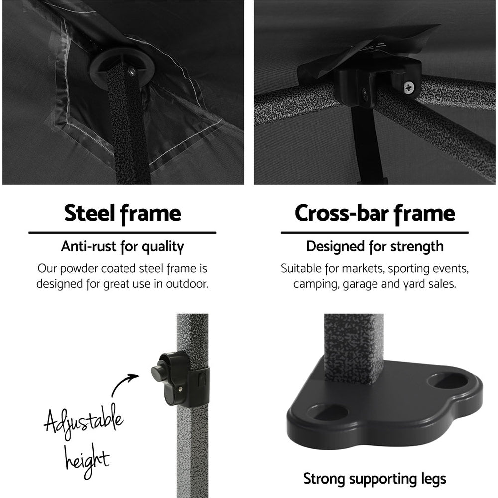 3x3m Pop Up Marquee Gazebo – Heavy Duty Outdoor Canopy (Black)