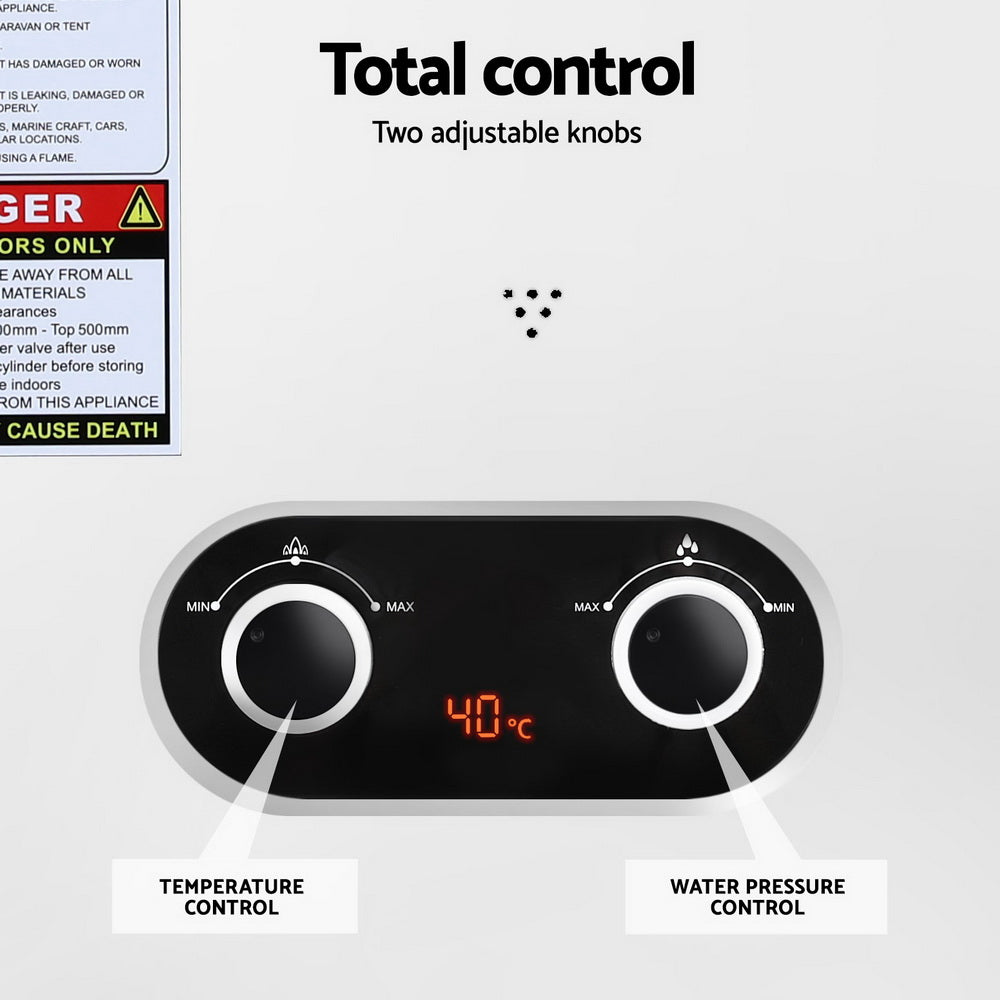 Devanti Portable Gas Water Heater LPG-powered System White With Pump