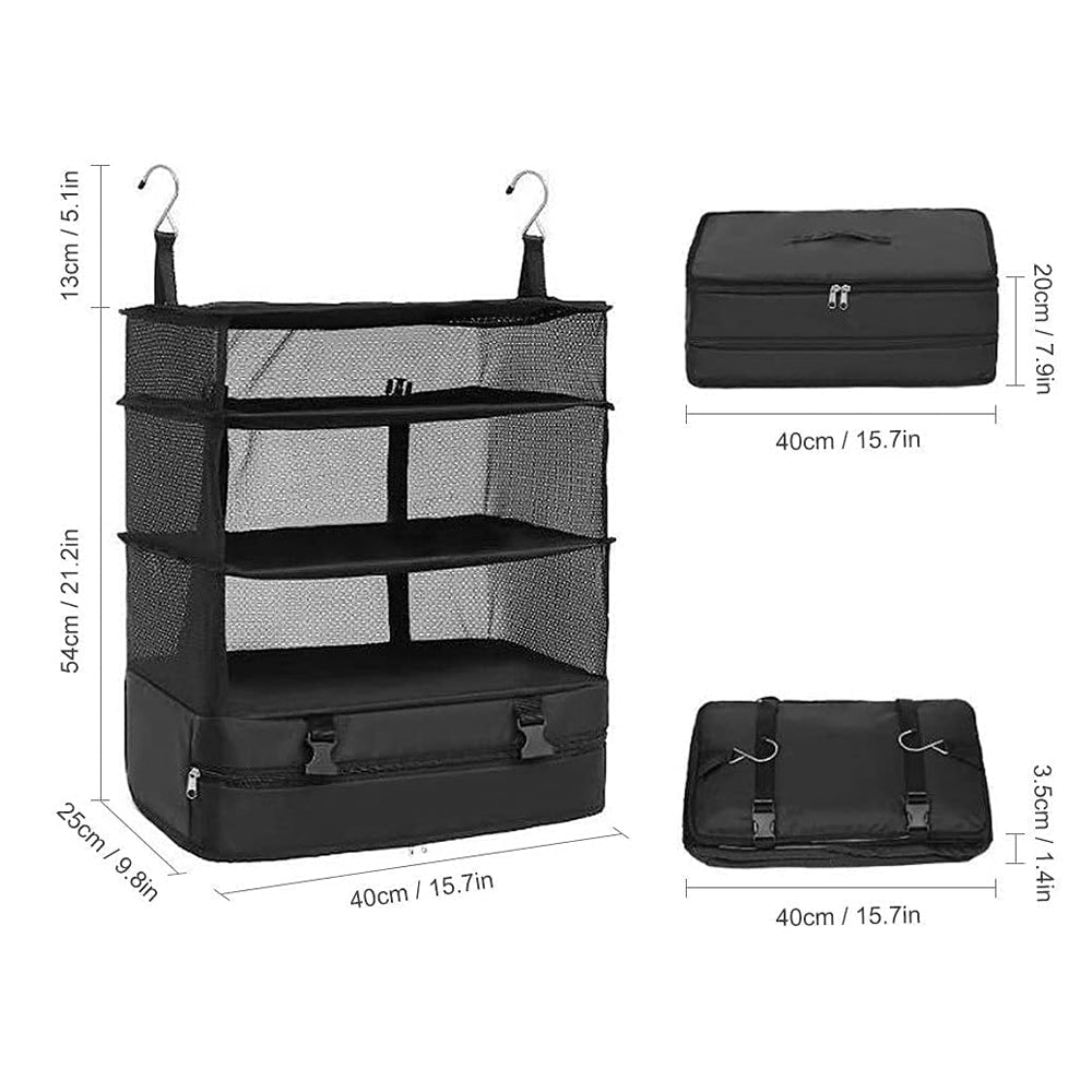 Vagooz Foldable 3 Shelf Travel Camping Organizer with Hook