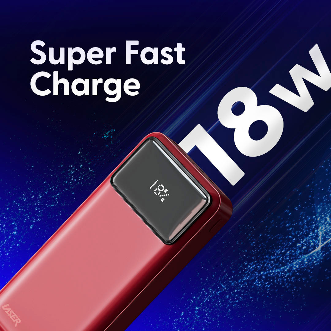Laser 20000mAh Powerbank 18W PD with LED Red