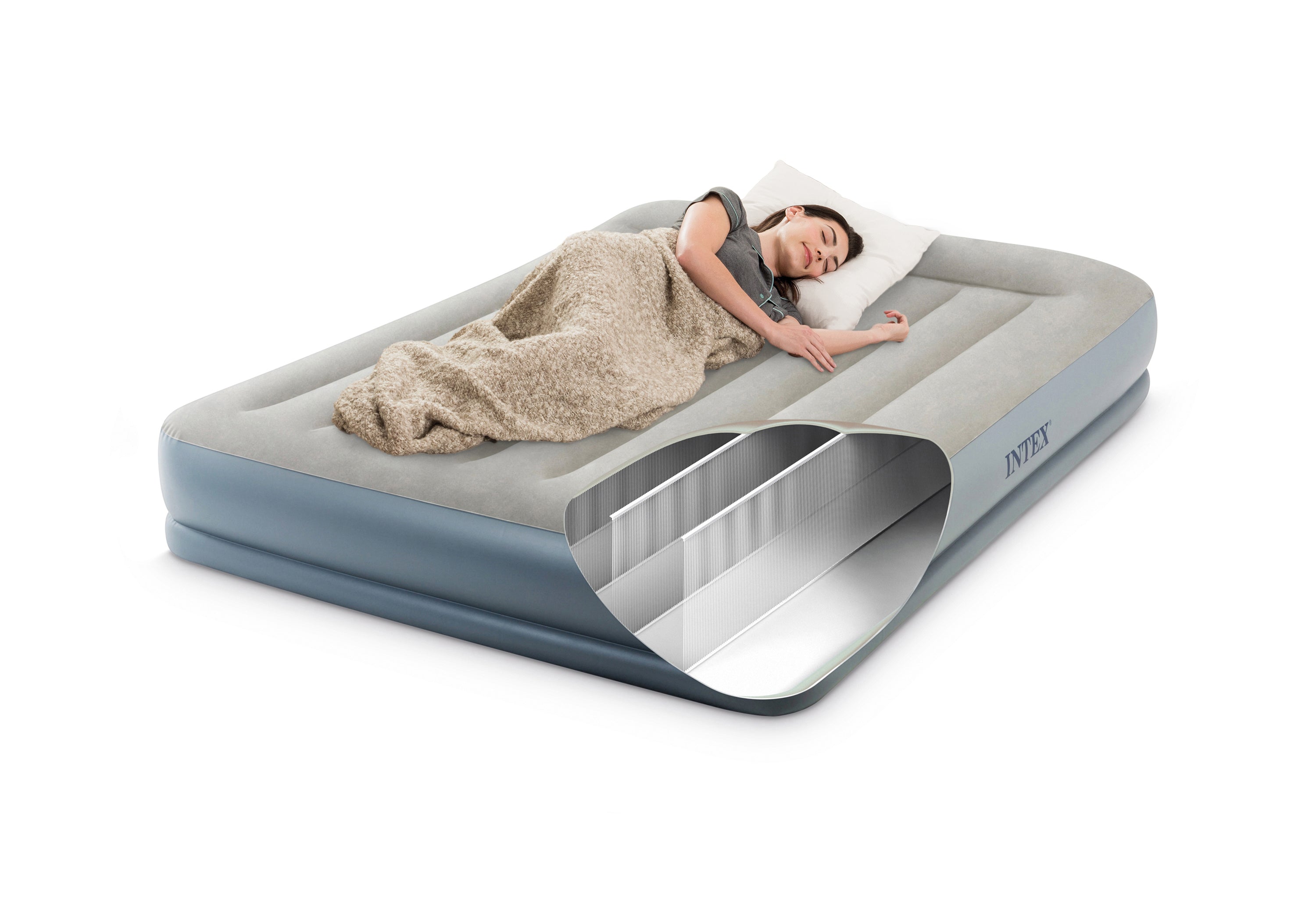INTEX Queen Dura-Beam® Air Mattress w/ Built-In USB Electric Pump 64118