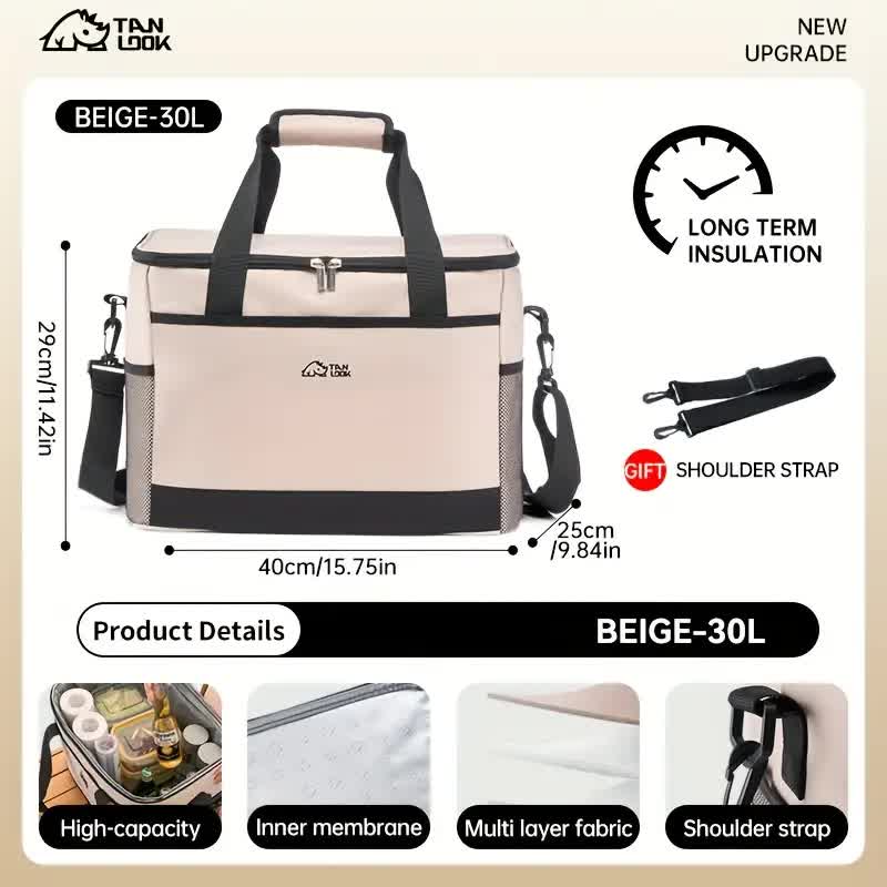 Blue Portable Insulated Cooler Bag for Camping & Picnics - Durable Outdoor Storage Tote