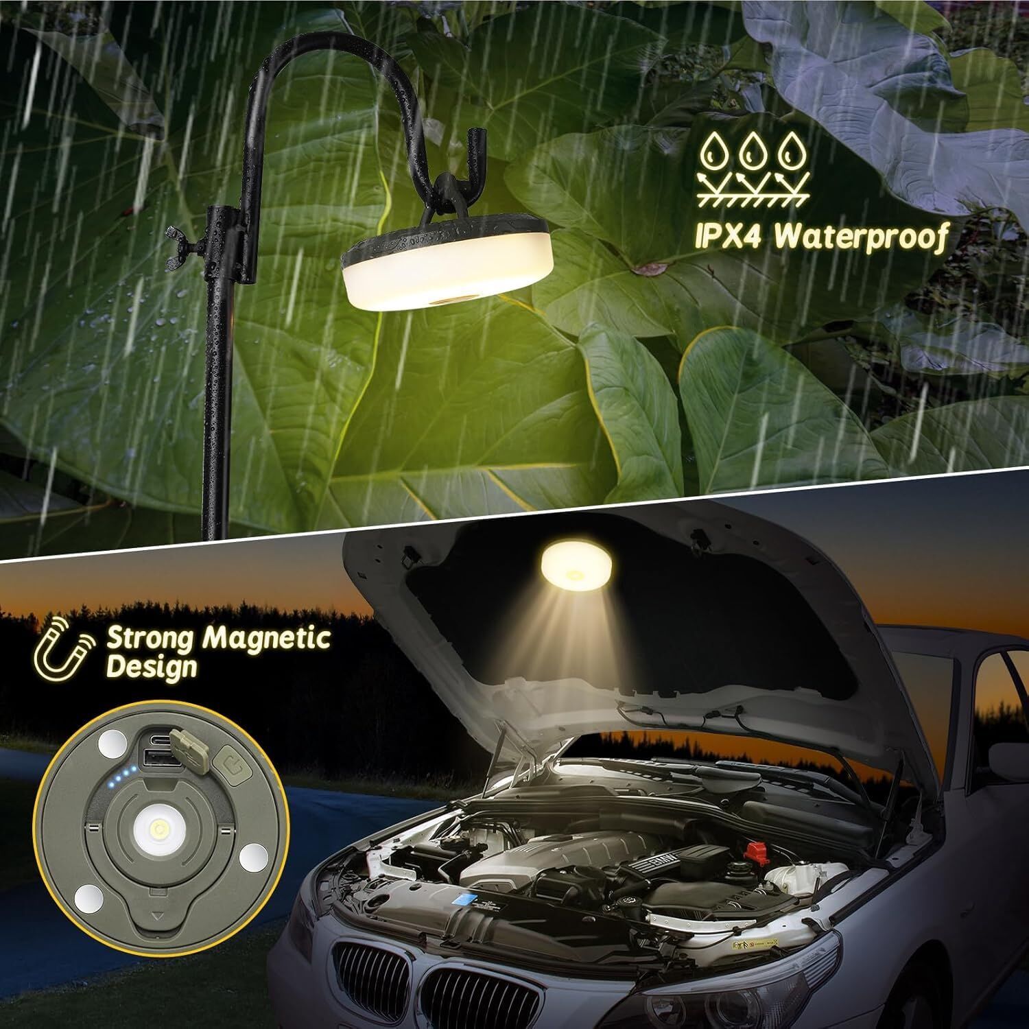 Solar Camping String Lights: 5-Mode IPX4 Waterproof USB/Solar Powered 2-in-1 for Outdoor Tents Hiking & Party Decor