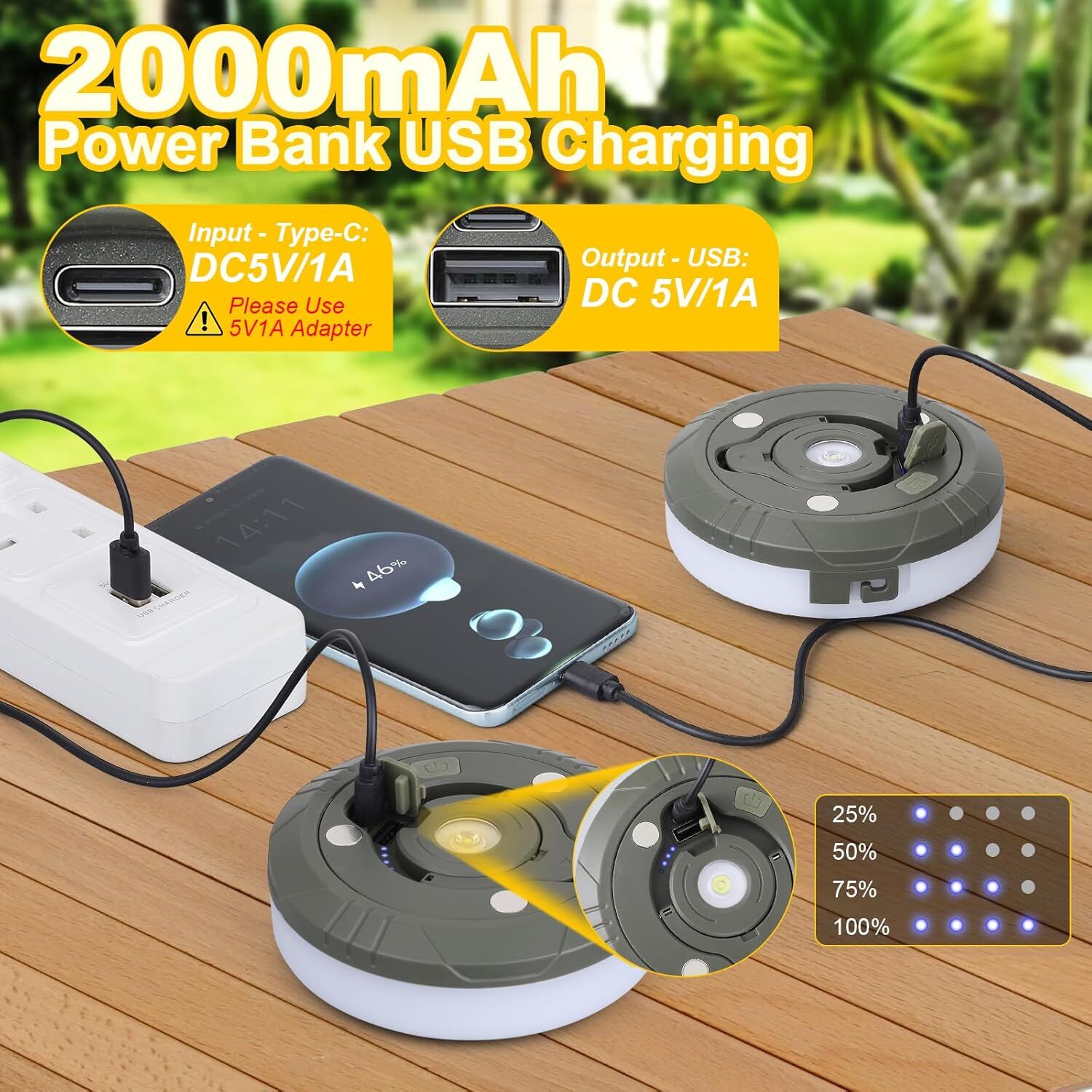 Solar Camping String Lights: 5-Mode IPX4 Waterproof USB/Solar Powered 2-in-1 for Outdoor Tents Hiking & Party Decor