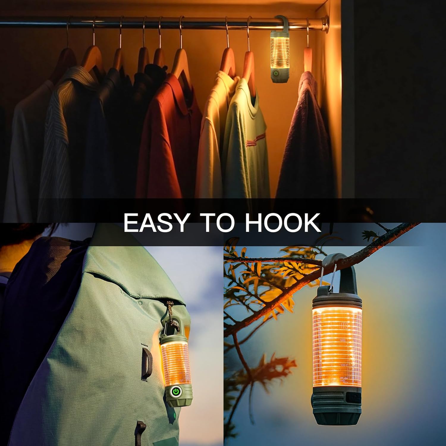 Rechargeable LED Camping Lantern Flashlight: 6 Modes USB-C Portable for Hiking Emergency Night Walking & Outdoor