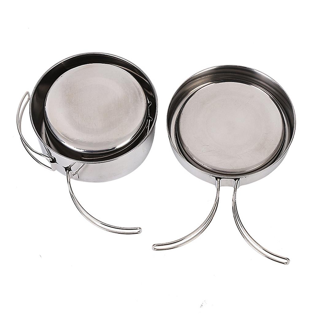 4 pcs Stainless Steel Camping Pots with Lid Compatible with Outdoor Cooking