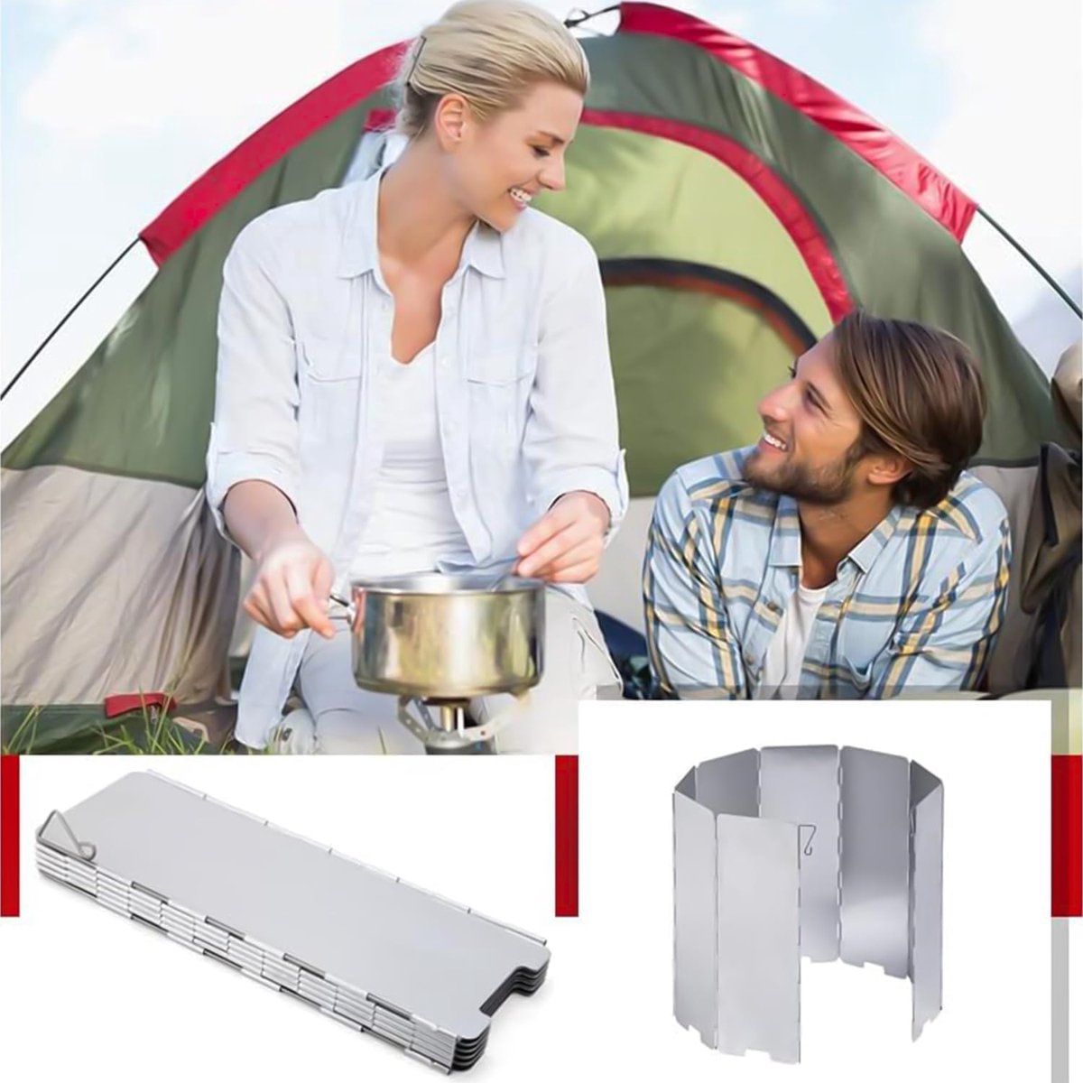 Windbreak for Camping Stove - Pack of 10 - Foldable Aluminum Windbreak - Foldable Windbreak for Gas Stove Plate Grill
