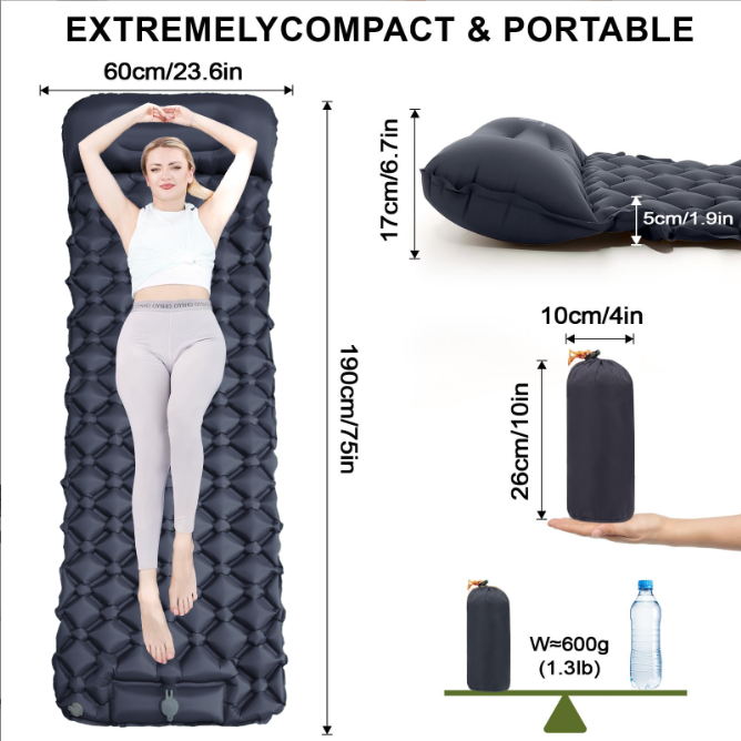 Self-Inflating Camping Mattress: Thick Lightweight Single Camping Mattress Inflatable and Attachable Double Camping Mat