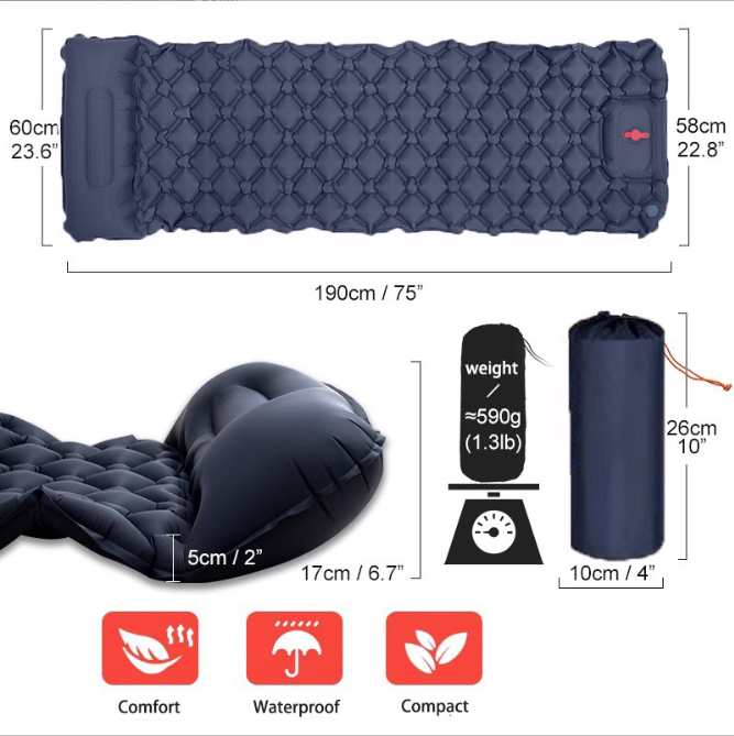 Self-Inflating Camping Mattress: Thick Lightweight Single Camping Mattress Inflatable and Attachable Double Camping Mat