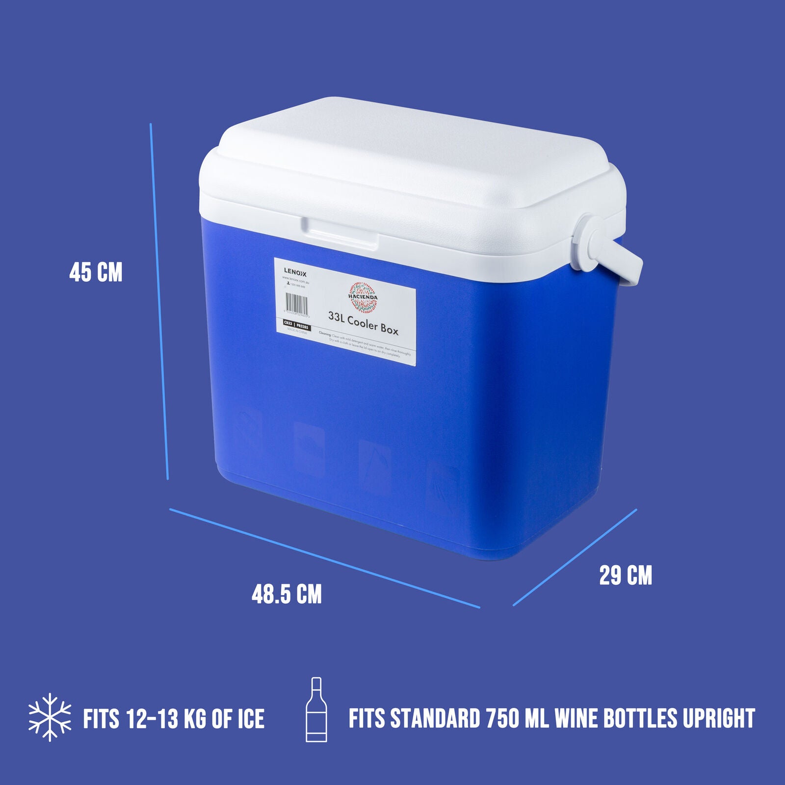 33L Portable Cooler Box Ice Chest for Picnic Camping Fishing Caravan
