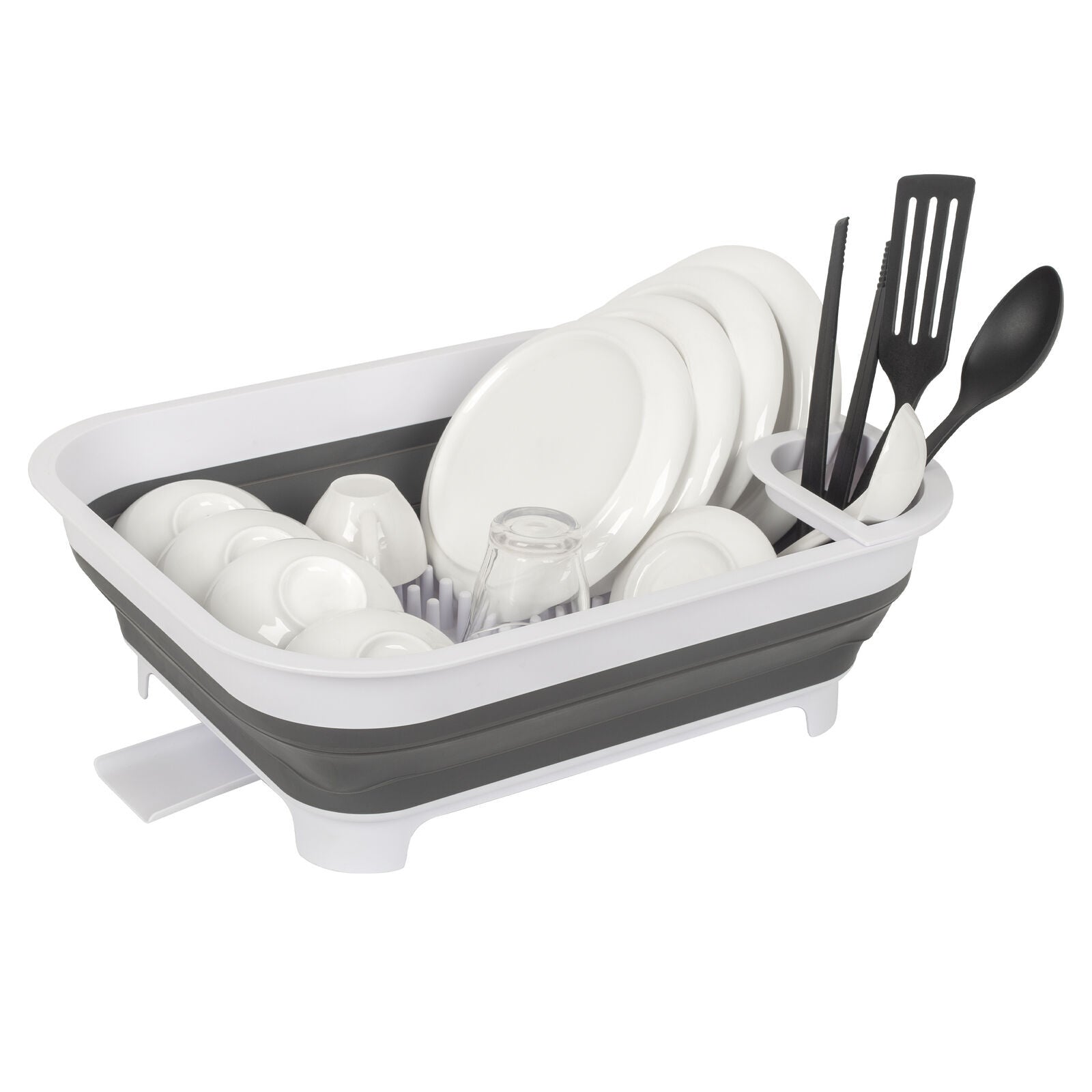 Collapsible Dish Rack with Utensil Section Space-Saving Drying Rack for Compact Kitchens & Camping