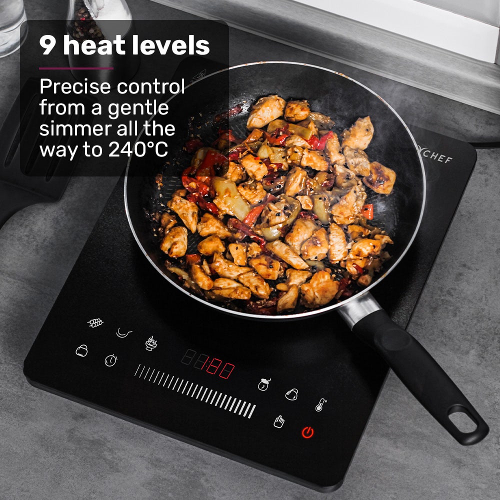 EUROCHEF Induction Cooktop 2000W 9 Heat Levels Fast Electric Portable Cooker Touch Controls with Slider