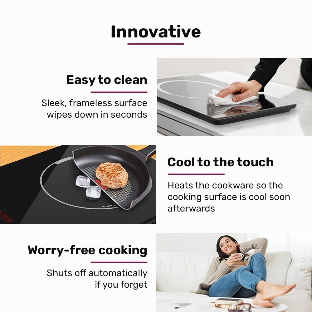 EUROCHEF Induction Cooktop 2000W 9 Heat Levels Fast Electric Portable Cooker Touch Controls with Slider