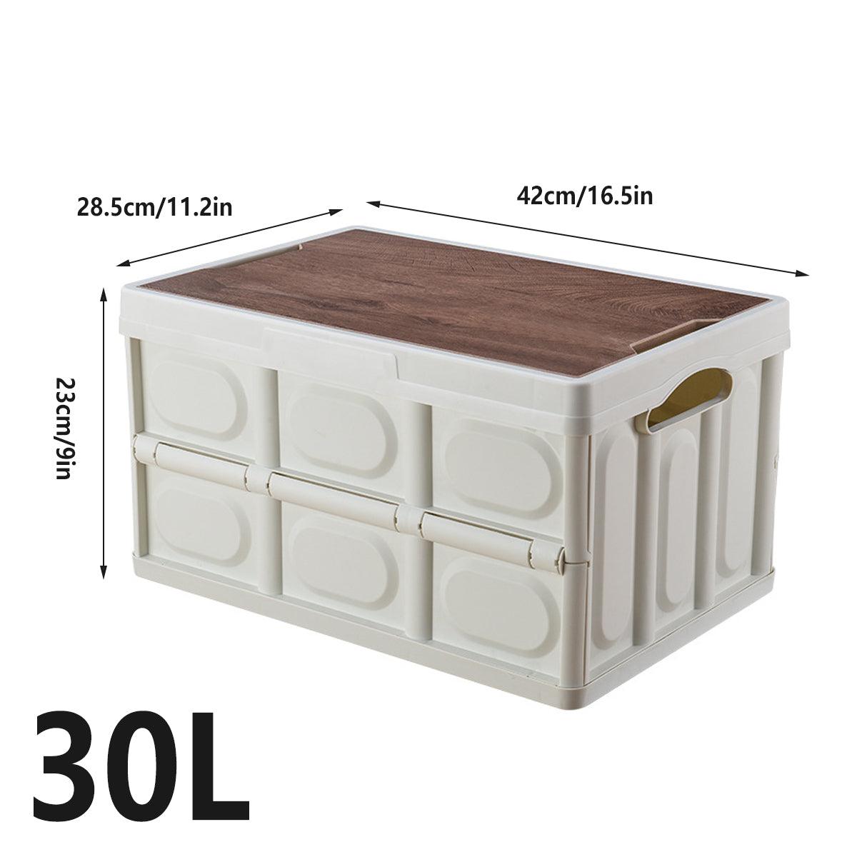 Folding Camping Storage Box Outdoor Stackable Container with Lid Home Organizer - White