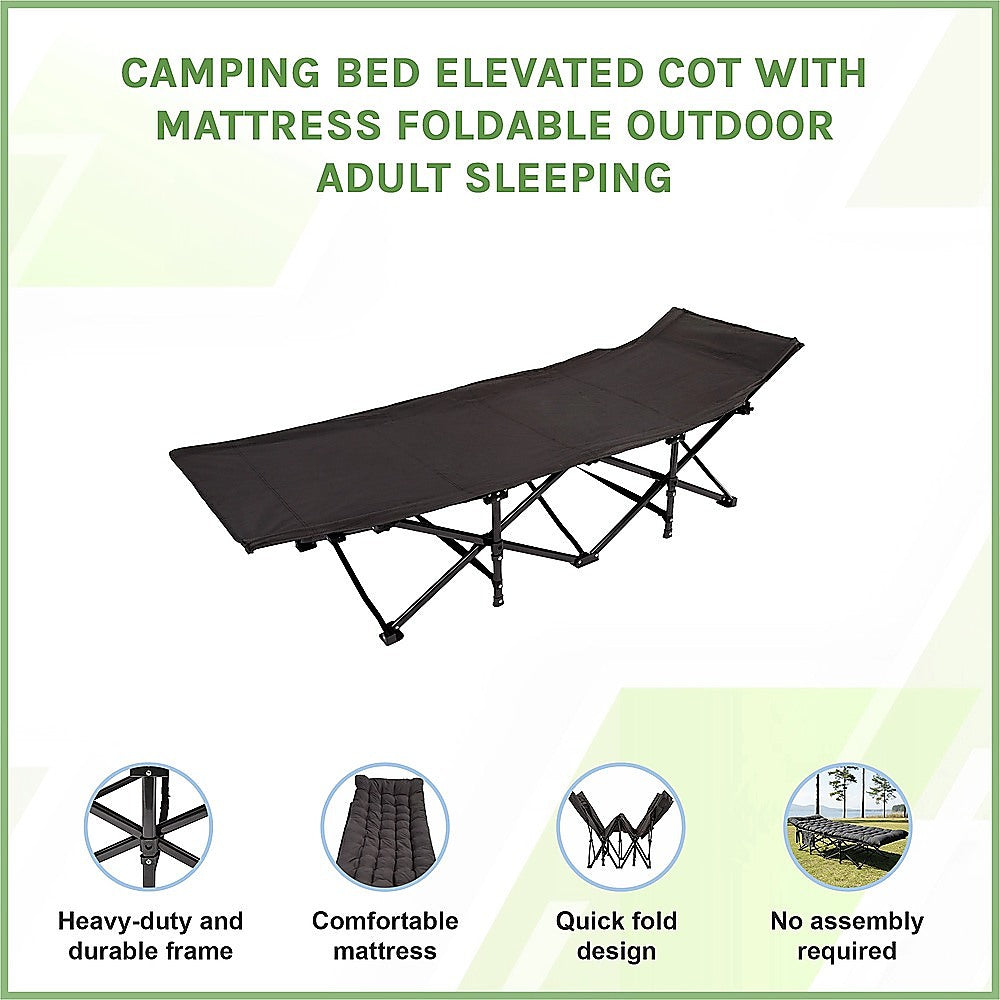 Camping Cot with Mattress – Foldable Elevated Bed