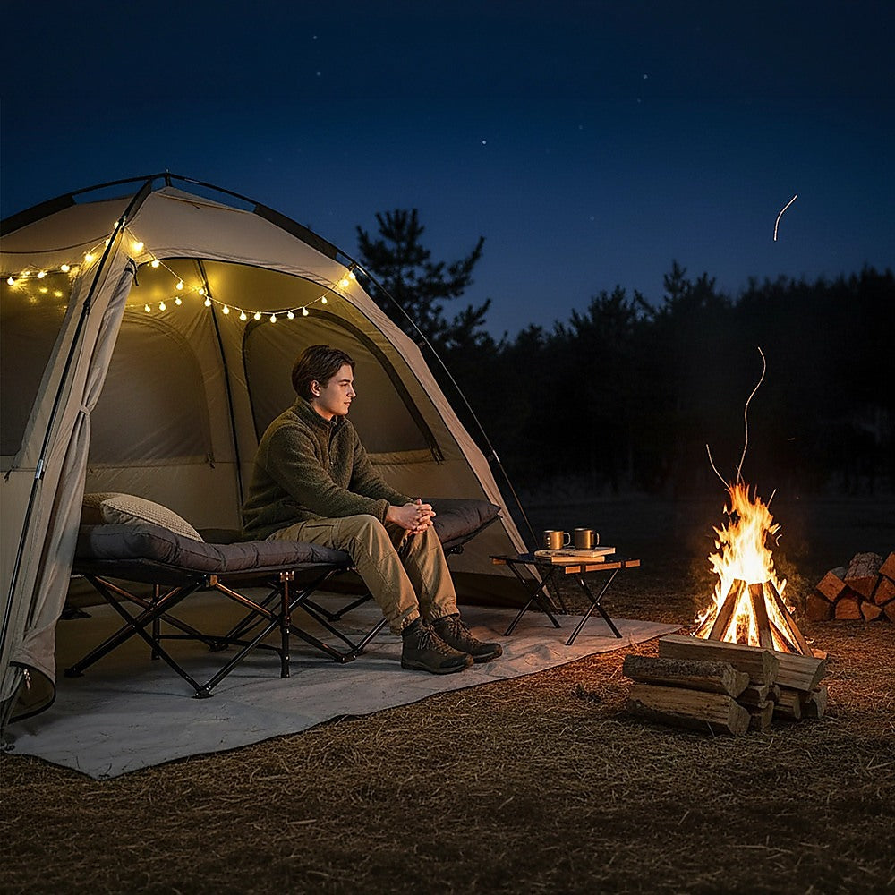 Camping Cot with Mattress – Foldable Elevated Bed