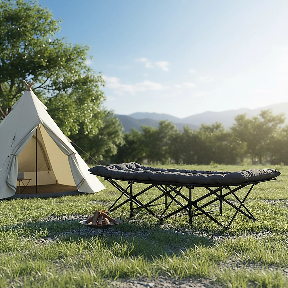 Camping Cot with Mattress – Foldable Elevated Bed