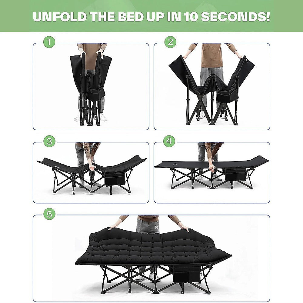 Camping Cot with Mattress – Foldable Elevated Bed