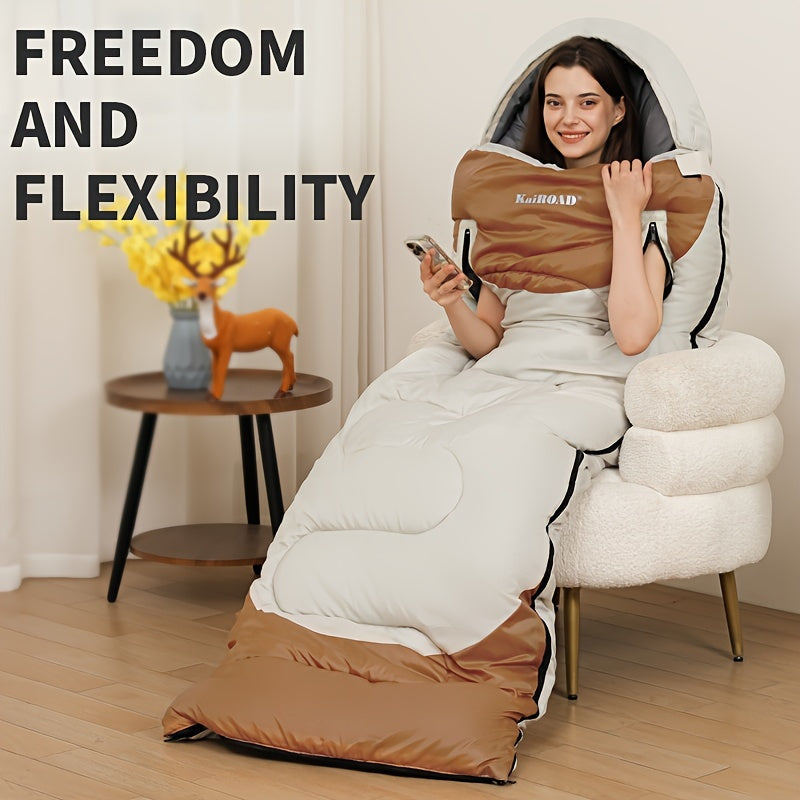 Extra Wide Mummy Sleeping Bag - 3 Season Warm & Cold Weather Waterproof Lightweight (with Compression Sack)