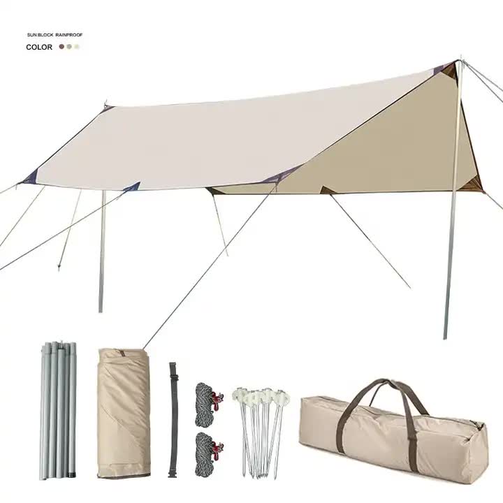 500*292 cm Large Square Camping Tarp Shelter - Waterproof UV Protection Sunshade Canopy Shelter for Camping Hiking