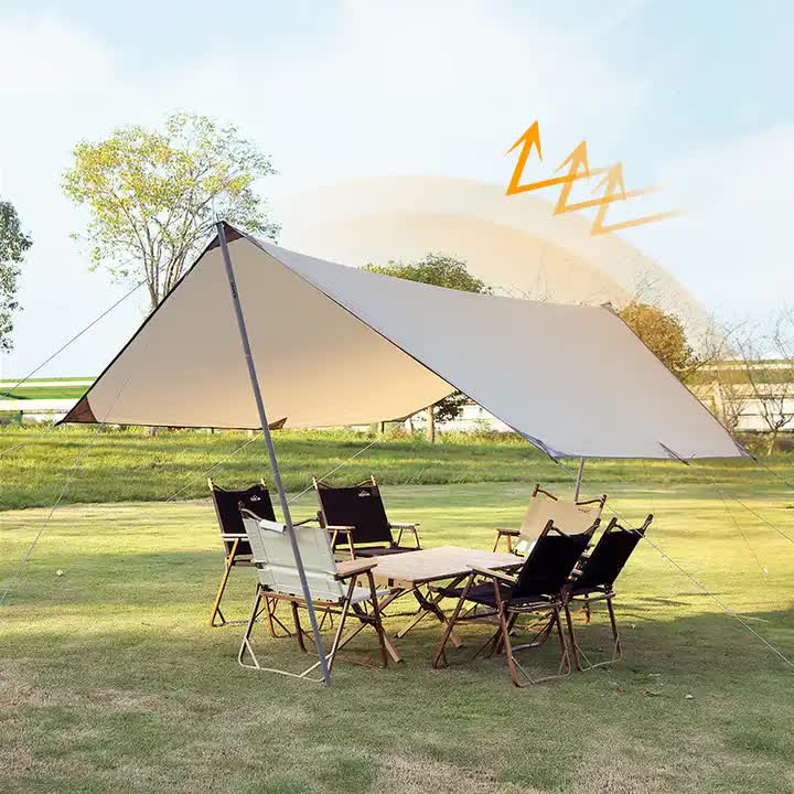 500*292 cm Large Square Camping Tarp Shelter - Waterproof UV Protection Sunshade Canopy Shelter for Camping Hiking