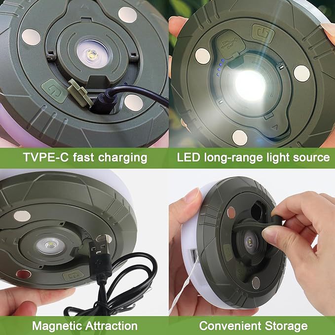 L828-10m LED Color Camping Light with Tape Measure & 2000mAh Battery - Super Long Battery Life Multi-Function Tent