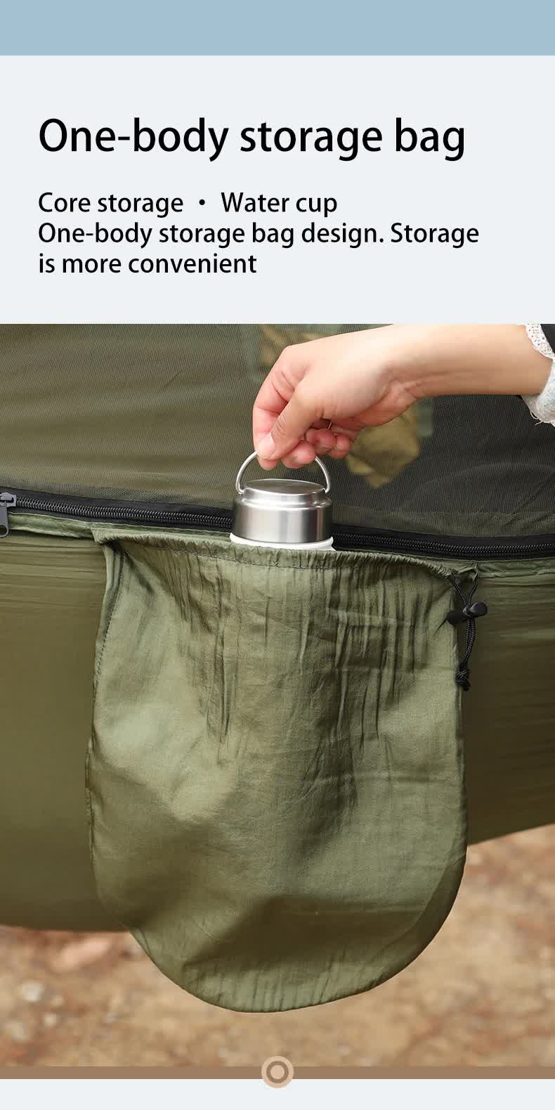 Red Outdoor Camping Hammock with Mosquito Net Anti-Tip Nylon Fabric Single/Double Person Quick-Setup Hammock