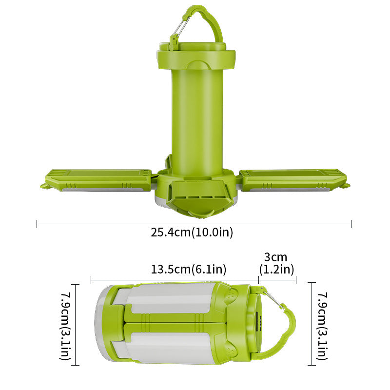 Green Foldable LED Camping Lantern with 6 Modes & Type-C Output - 48LED IPX4 Waterproof 3 Styles