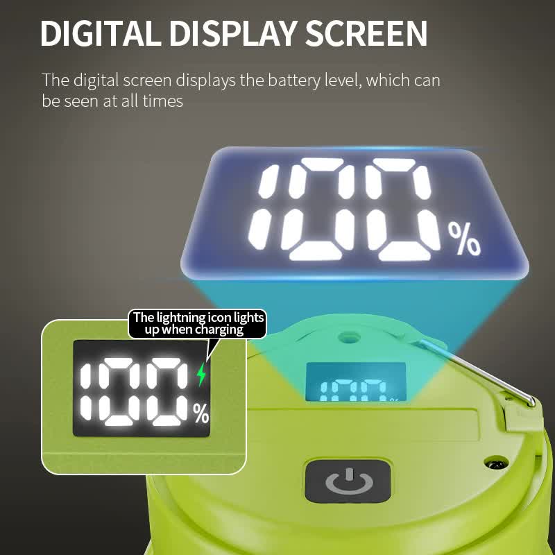 Green Foldable LED Camping Lantern with 6 Modes & Type-C Output - 48LED IPX4 Waterproof 3 Styles
