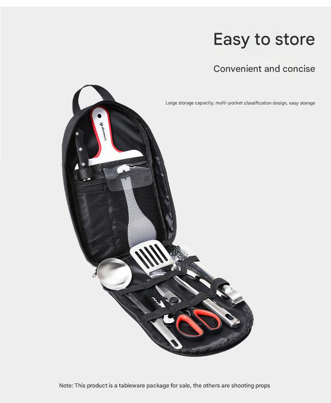 Portable Kitchen Utensil Storage Bag - Lightweight Organizer for Camping and Outdoor Cooking Black
