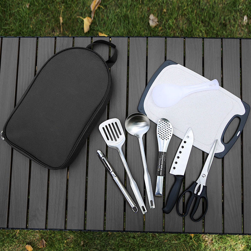 Portable Kitchen Utensil Storage Bag - Lightweight Organizer for Camping and Outdoor Cooking Gray