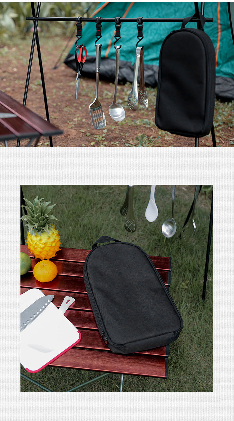 Portable Kitchen Utensil Storage Bag - Lightweight Organizer for Camping and Outdoor Cooking Khaki