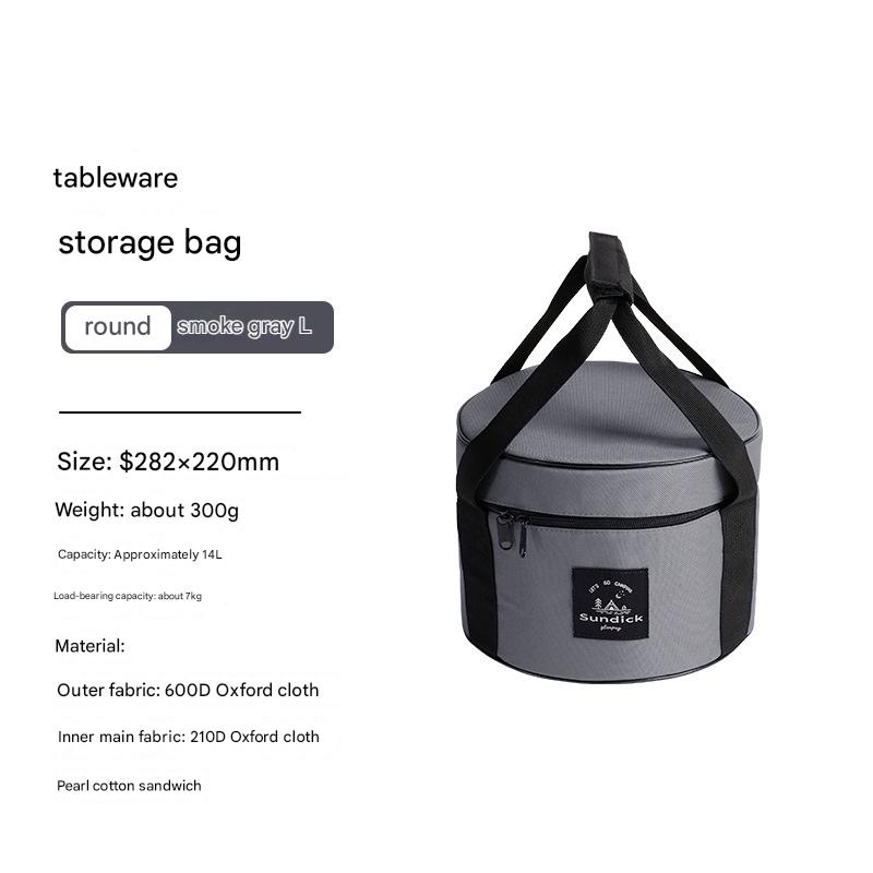 Portable Outdoor Kitchen Utensil Organizer,Waterproof Camping Cookware Storage Bag Smoke Gray-Size L