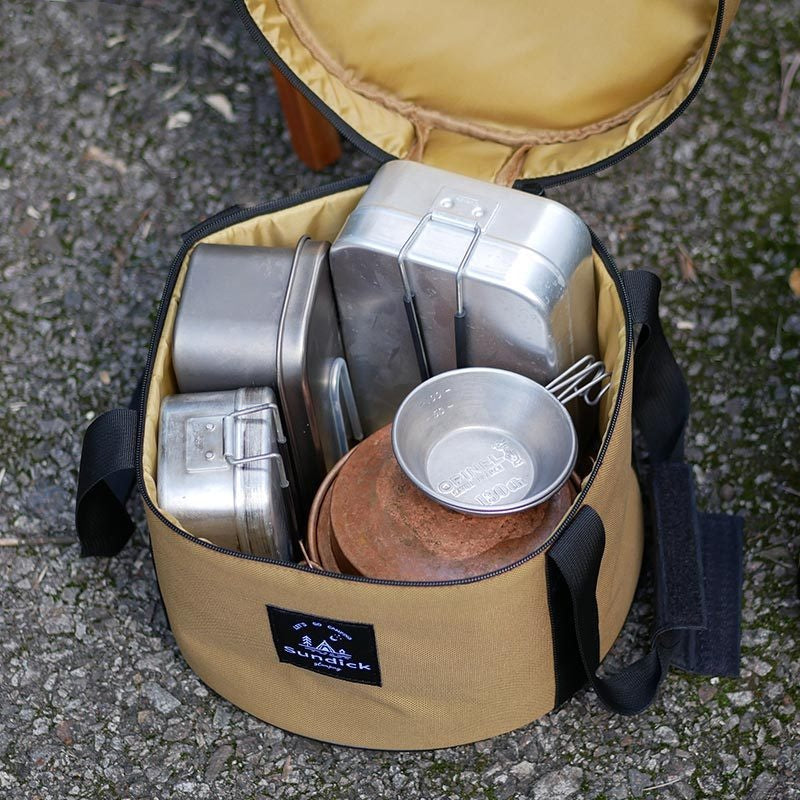 Portable Outdoor Kitchen Utensil Organizer,Waterproof Camping Cookware Storage Bag Smoke Gray-Size L