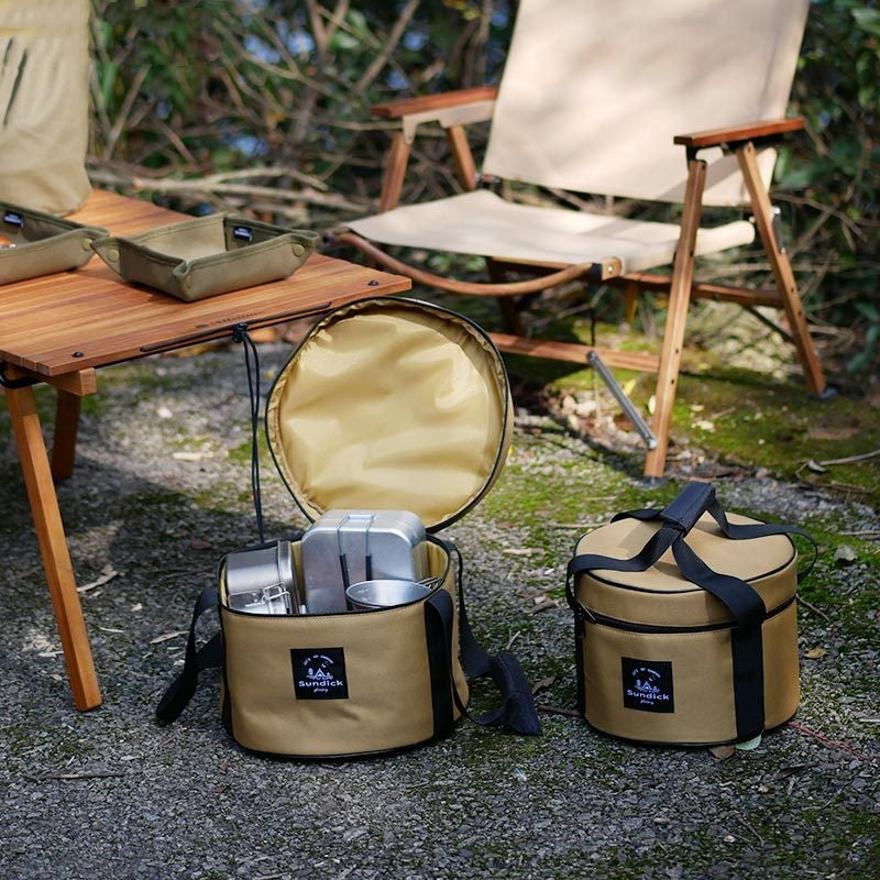Portable Outdoor Kitchen Utensil Organizer,Waterproof Camping Cookware Storage Bag Smoke Gray-Size L