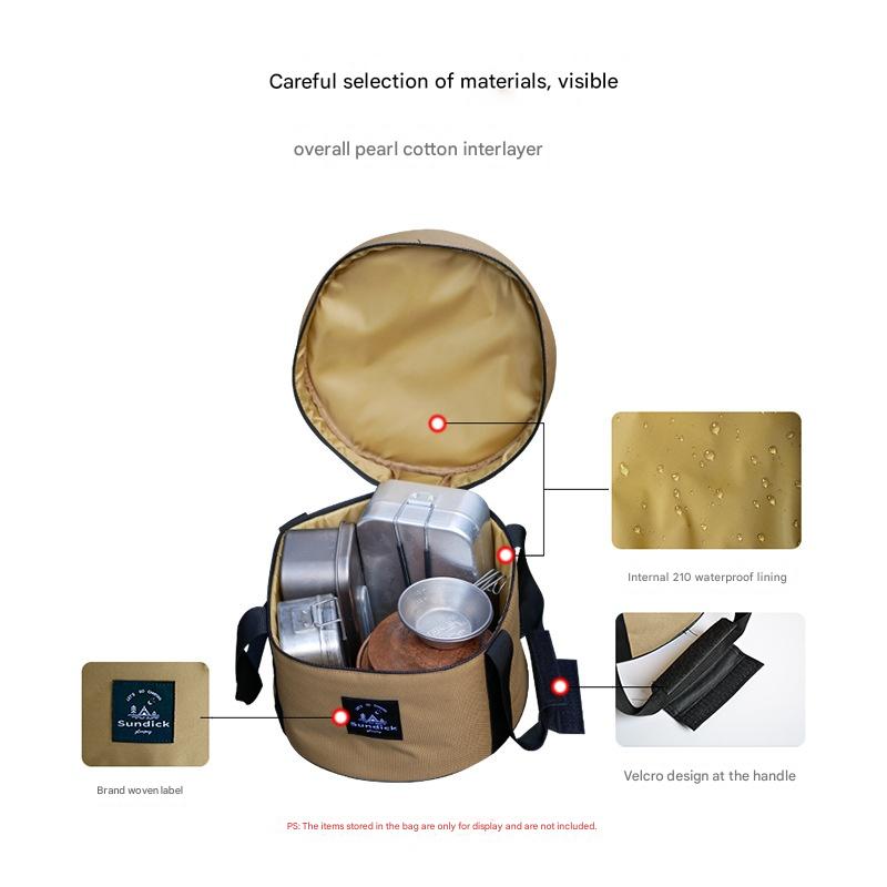 Portable Outdoor Kitchen Utensil Organizer,Waterproof Camping Cookware Storage Bag Smoke Gray-Size L