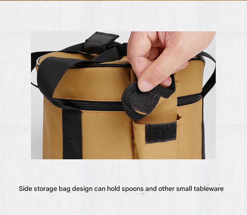 Portable Outdoor Kitchen Utensil Organizer,Waterproof Camping Cookware Storage Bag Smoke Gray-Size L