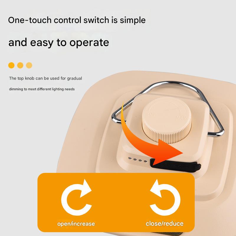 Green Vintage LED Camping Lantern - Rechargeable Stepless Dimming Power Bank