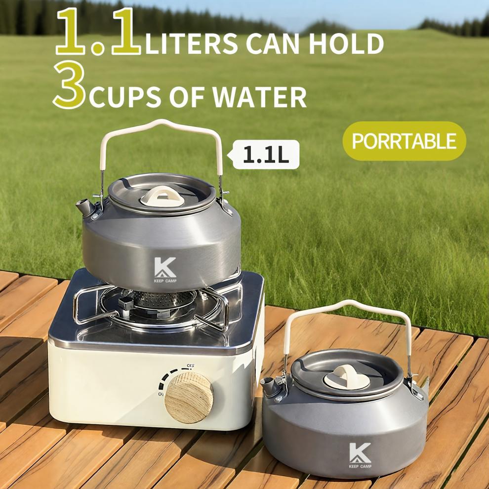 Portable & Foldable Outdoor Cookware Set - Lightweight Camping Pot Pan Kettle & Tableware for Hiking Backpacking