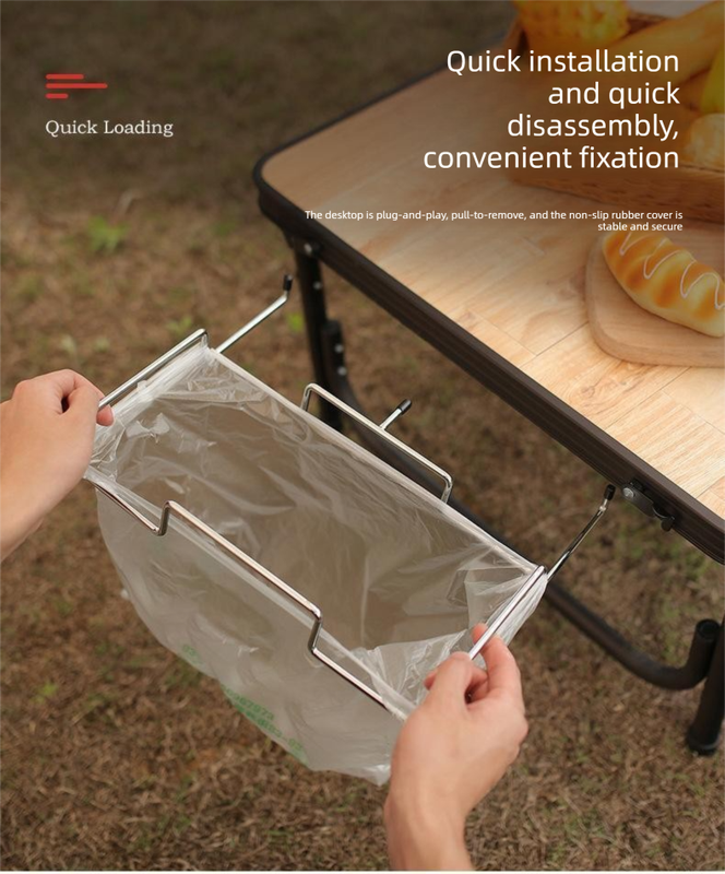 Portable Outdoor Camping Trash Bag Holder Stand Stainless Steel Folding Garbage Bag Rack for Picnic Kitchen and Student