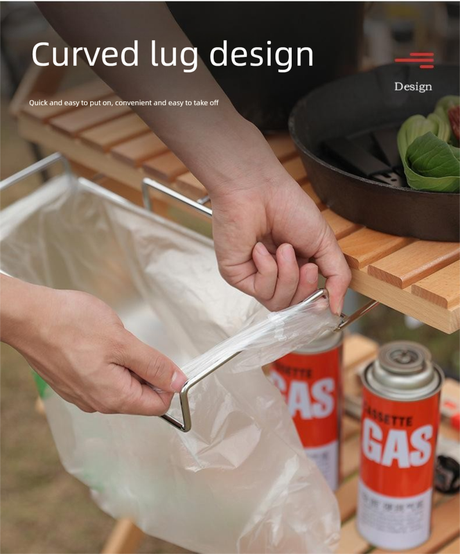 Portable Outdoor Camping Trash Bag Holder Stand Stainless Steel Folding Garbage Bag Rack for Picnic Kitchen and Student