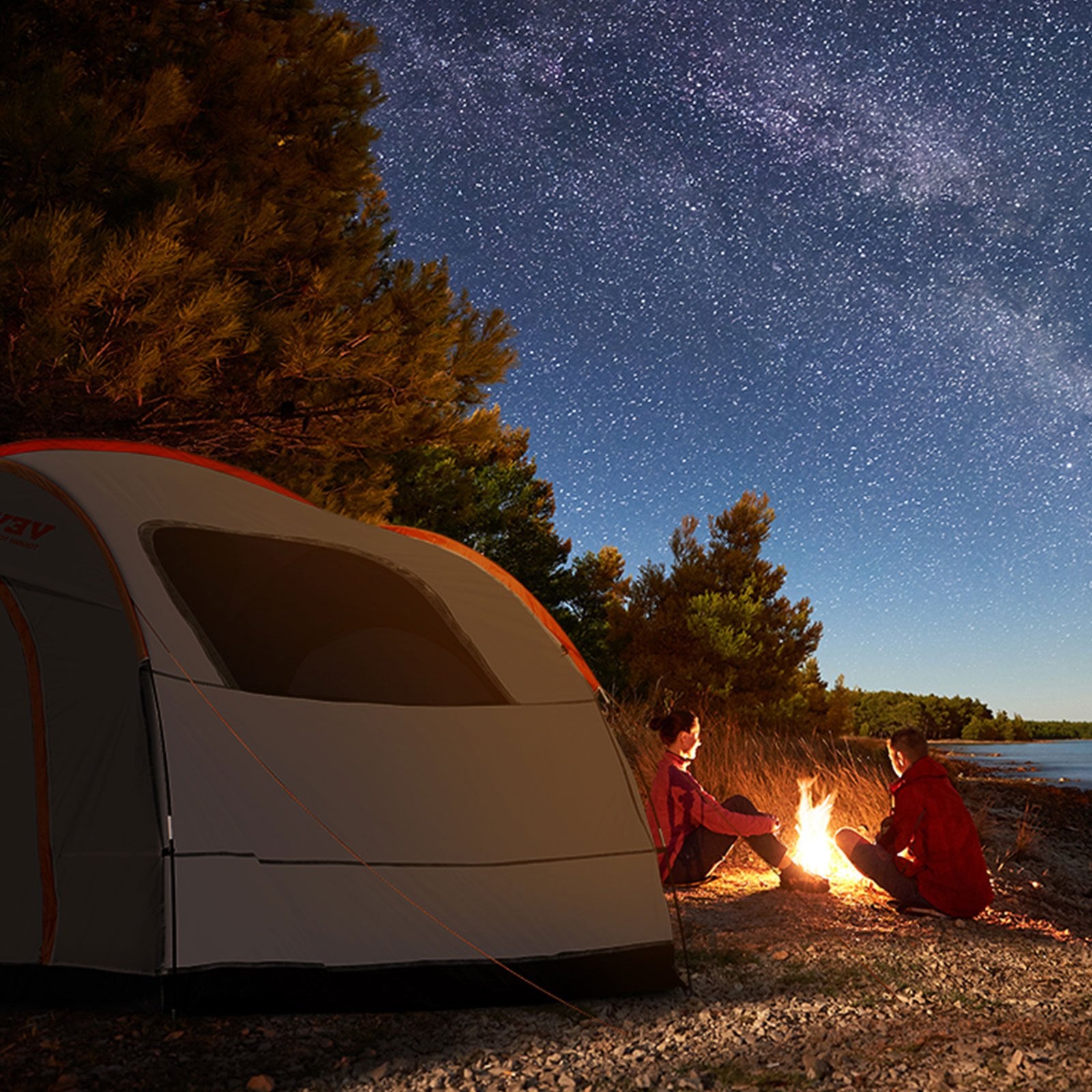 VEVOR SUV Camping Tent 8’-8’ SUV Tent Attachment for Camping with Rain Layer and Carry Bag PU2000mm Double Layer Truck