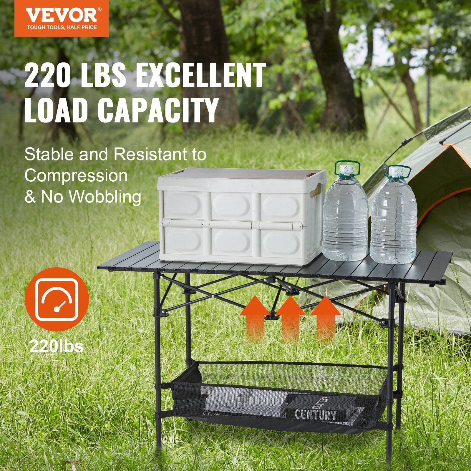 VEVOR Folding Camping Table Outdoor Portable Side Tables Lightweight Fold Up Table Aluminum & Steel Ultra Compact Work