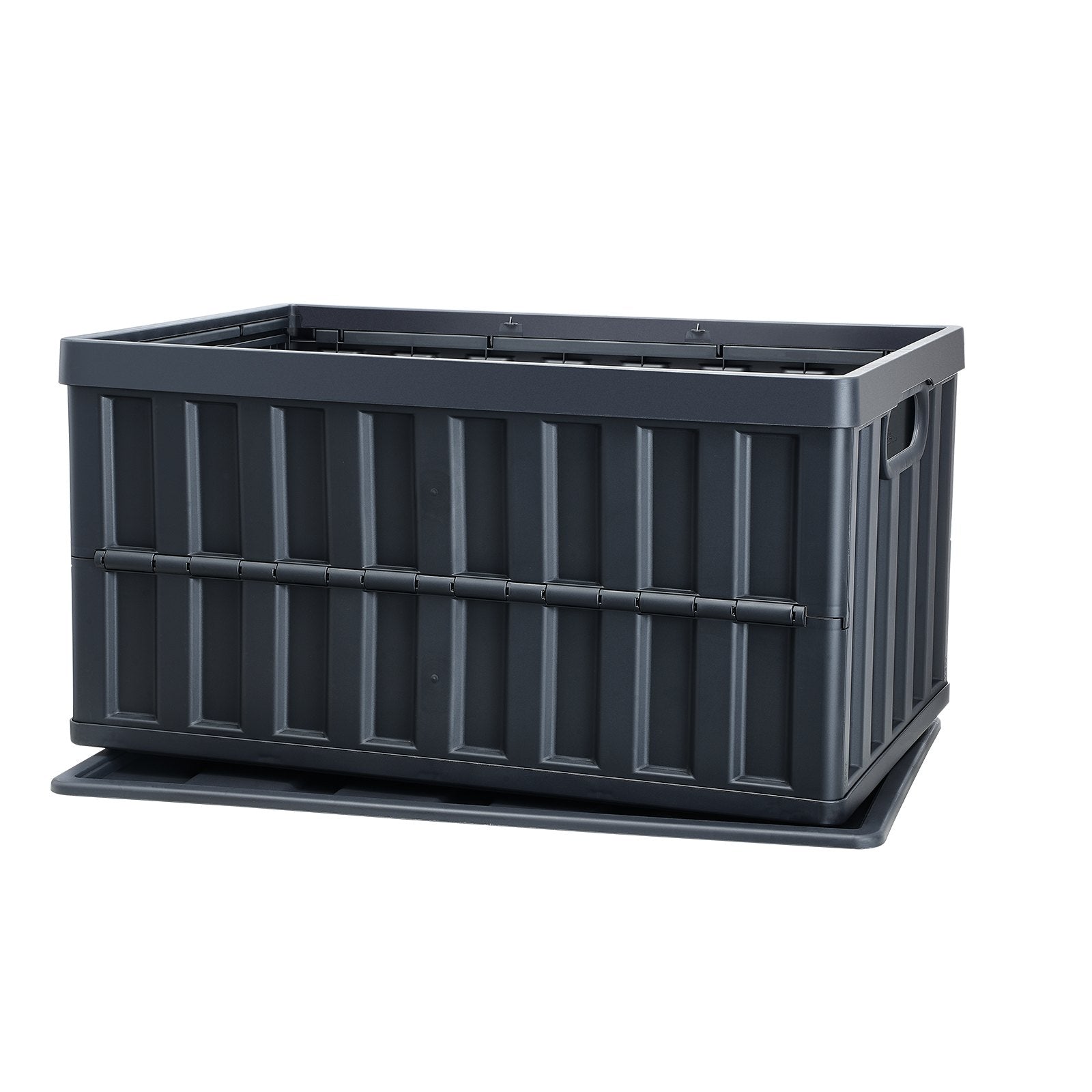 VEVOR Collapsible Storage Bins with Lids 65L 3 Packs Folding Plastic Stackable Utility Crates with Handles Large Heavy