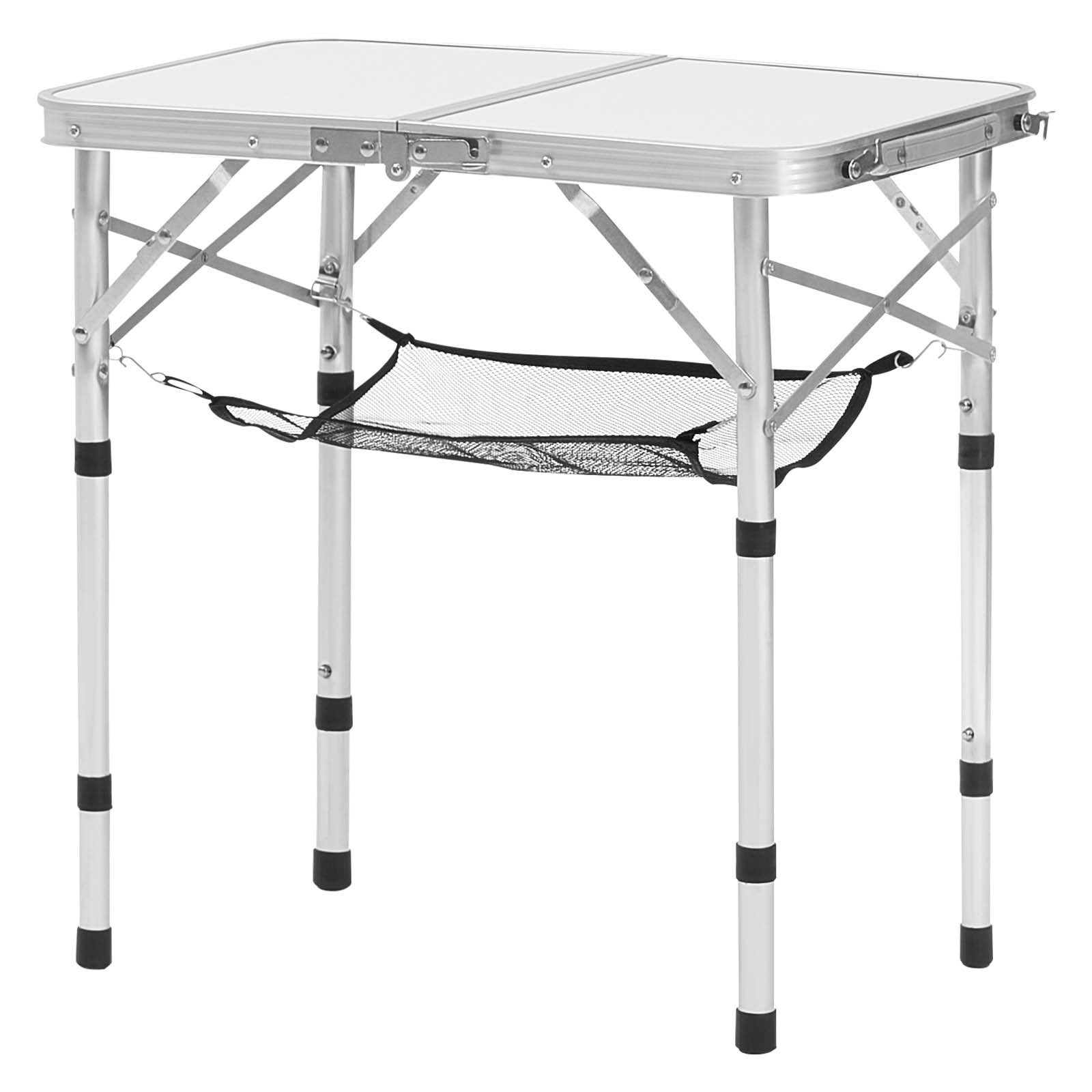 VEVOR Folding Camping Table Adjustable Height Portable Side Tables Aluminum MDF Beach Table with Mesh Layer Carrying