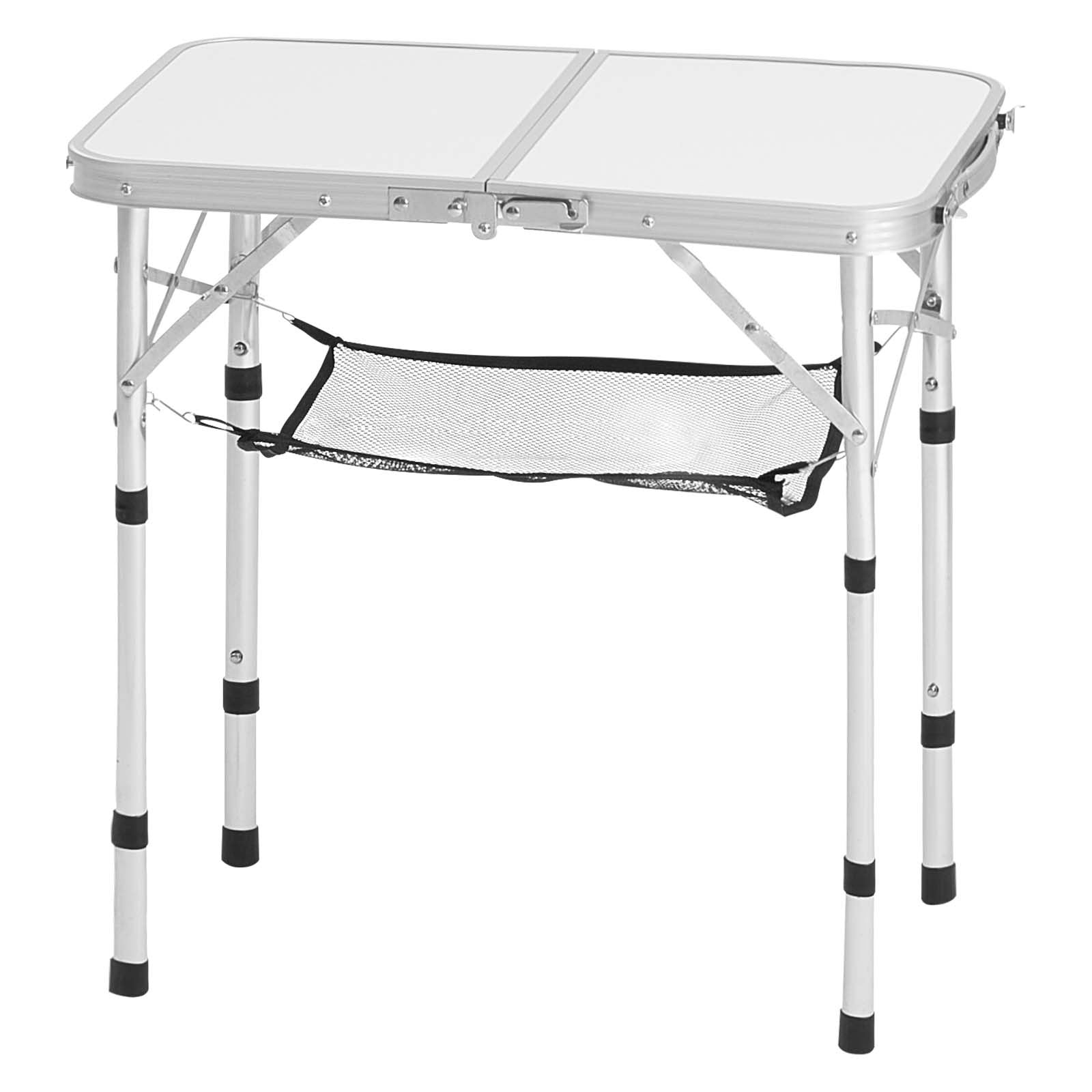 VEVOR Folding Camping Table Adjustable Height Portable Side Tables Aluminum MDF Beach Table with Mesh Layer Carrying