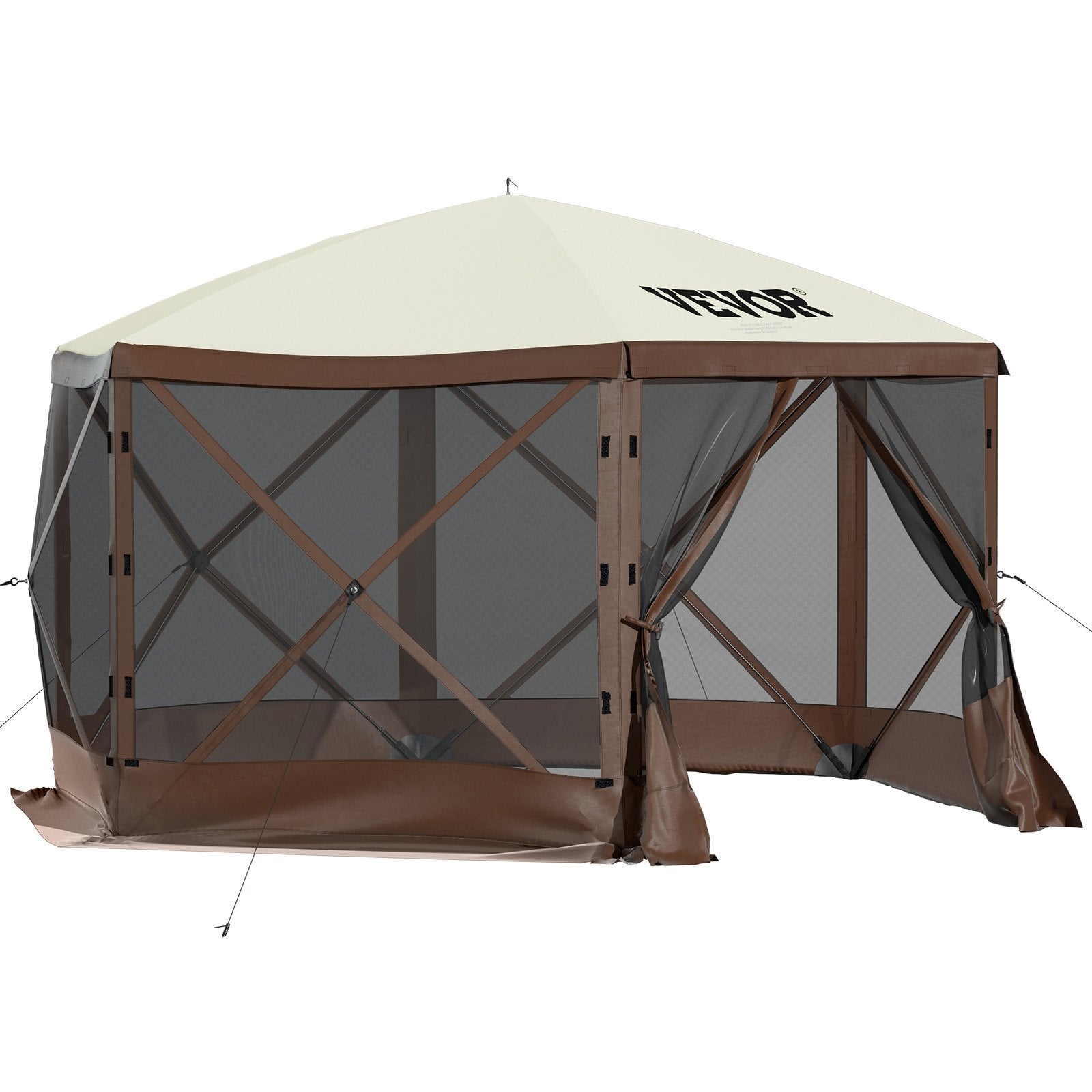 VEVOR Pop-up Camping Gazebo Camping Canopy Shelter 6 Sided 10’ x 10’ Sun Shade